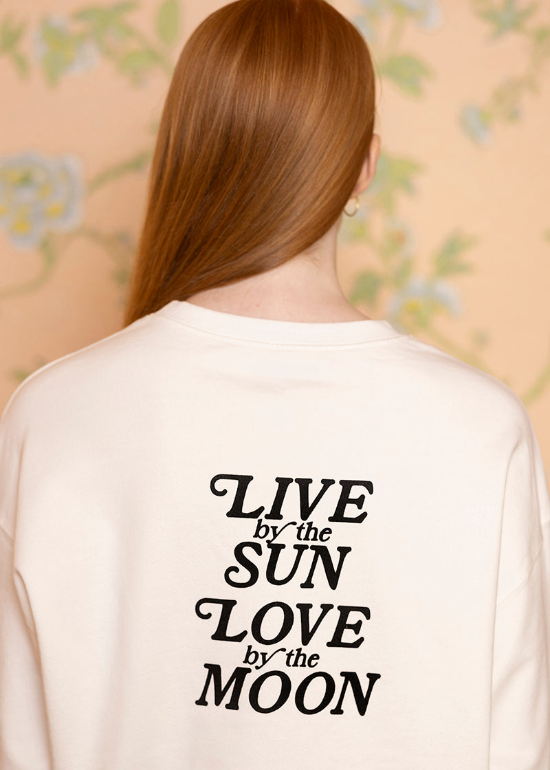 Live by the sun, love by the moon 2024 | Heavy Blend Crewneck Sweatshirt / Hoodie | Sun and Moon | Typography | Motivational Quote | Gift For Her